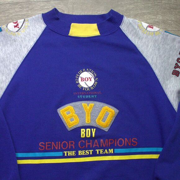 1980s Youth Vintage BYO Byo Boy Senior Champions Sweatshirt Medium - Picture 2 of 7